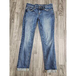Gap Boyfriend Jeans Womens 0 / 25 R Blue Distressed Denim Straight Mid Rise